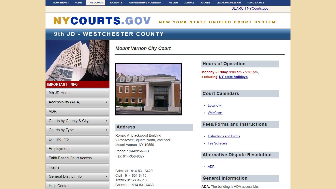 Mount Vernon City Court | NYCOURTS.GOV